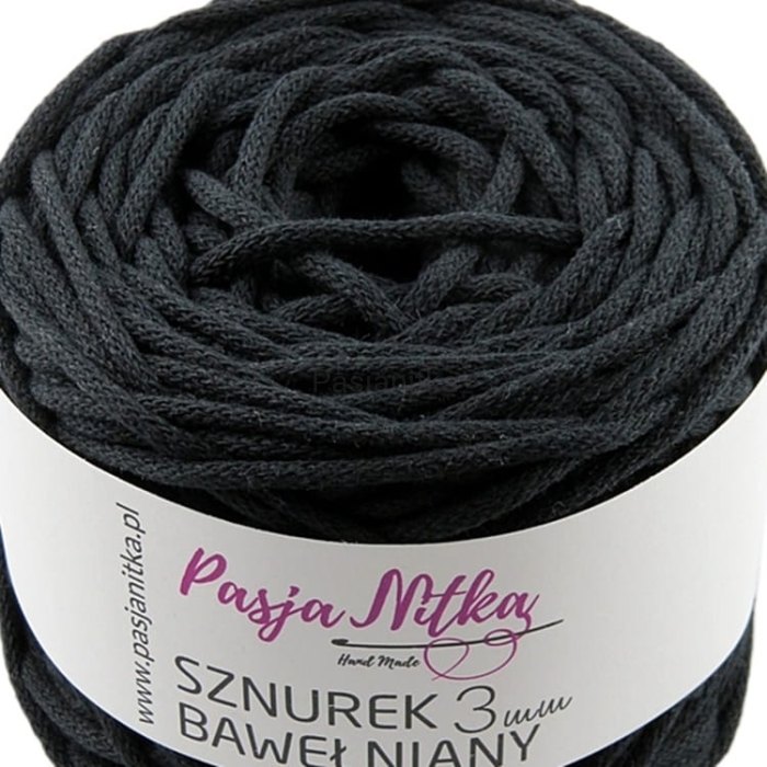 Sznurek bawełniany 3 mm / 100 m / czarny