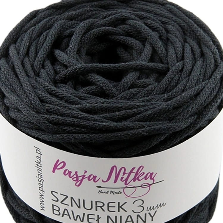 Sznurek bawełniany 3 mm / 100 m / czarny