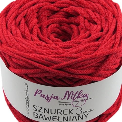 Sznurek bawełniany 3 mm / 100 m / czerwony