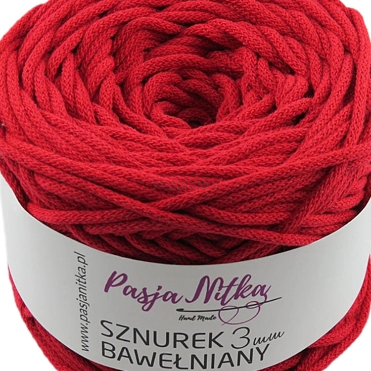 Sznurek bawełniany 3 mm / 100 m / czerwony