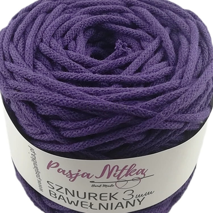 Sznurek bawełniany 3 mm / 100 m / fiolet
