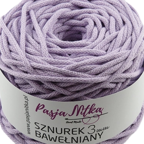 Sznurek bawełniany 3 mm / 100 m / jasny fiolet