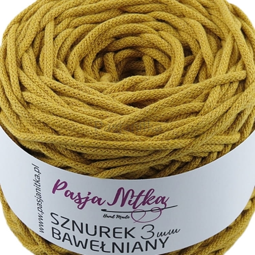 Sznurek bawełniany 3 mm / 100 m / musztarda