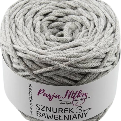 Sznurek bawełniany 3 mm / 100 m / jasny szary