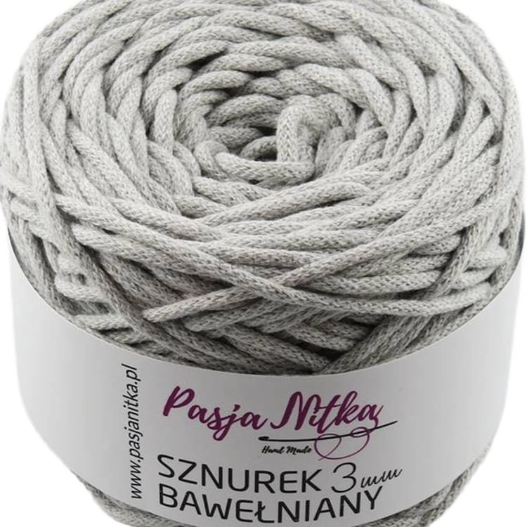 Sznurek bawełniany 3 mm / 100 m / jasny szary