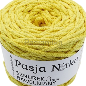 Sznurek bawełniany 3 mm / 100 m / jasny żółty