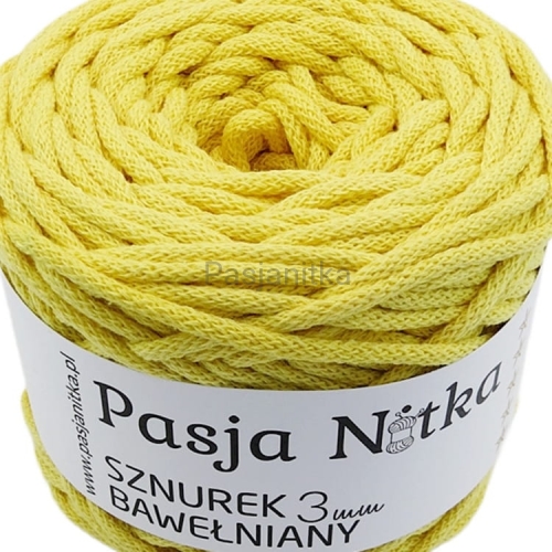 Sznurek bawełniany 3 mm / 100 m / jasny żółty