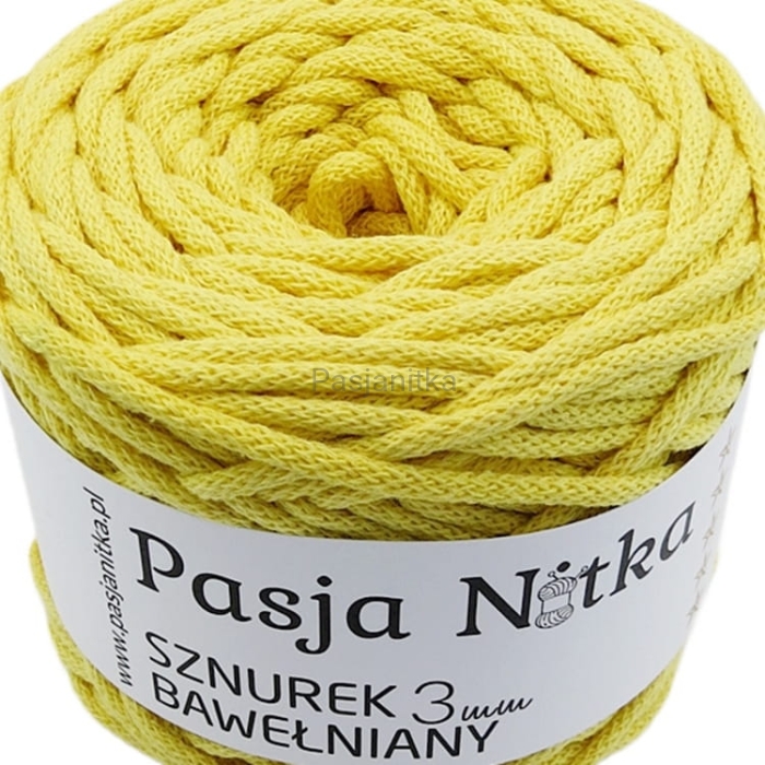 Sznurek bawełniany 3 mm / 100 m / jasny żółty