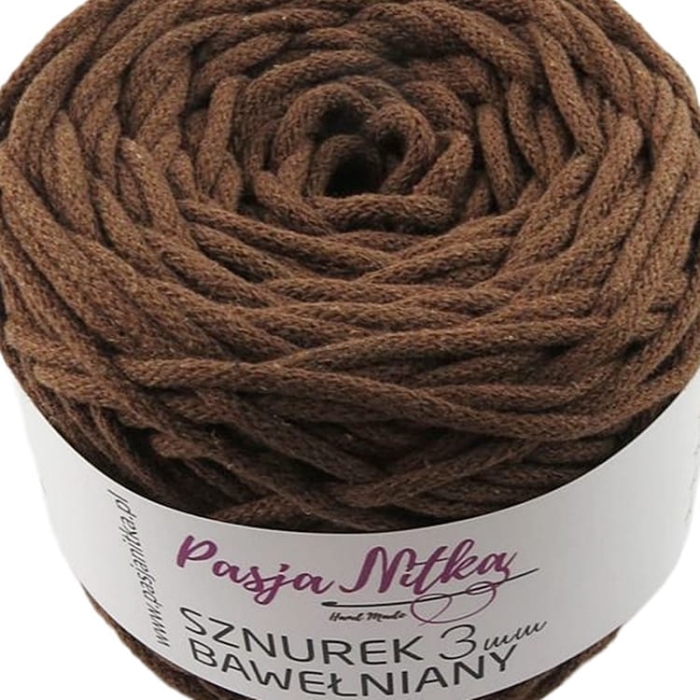 Sznurek bawełniany 3 mm / 100 m / mleczna czekolada