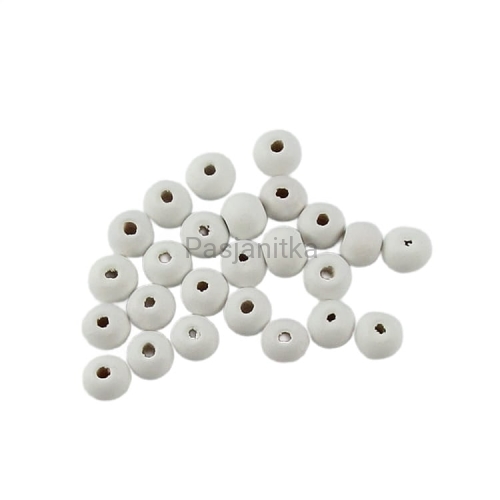 Drewniane koraliki 8 mm / biały 20 g