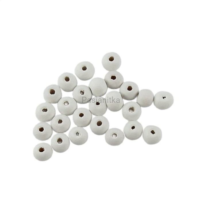 Drewniane koraliki 8 mm / biały 20 g