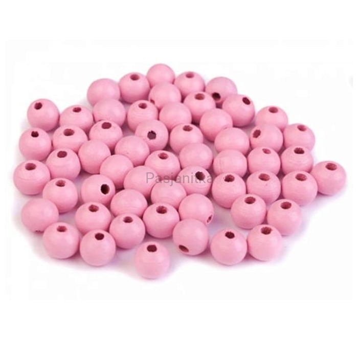 Drewniane koraliki 8 mm / jasny różowy 20 g