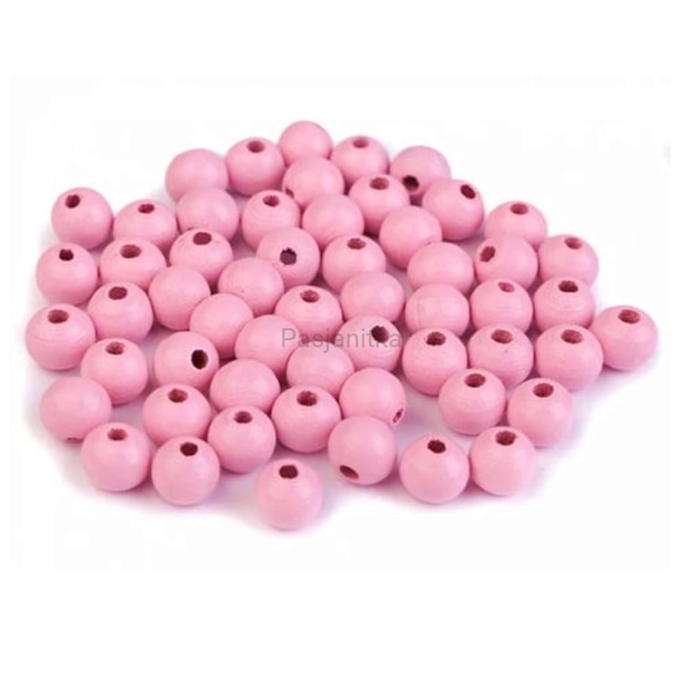 Drewniane koraliki 8 mm / jasny różowy 20 g