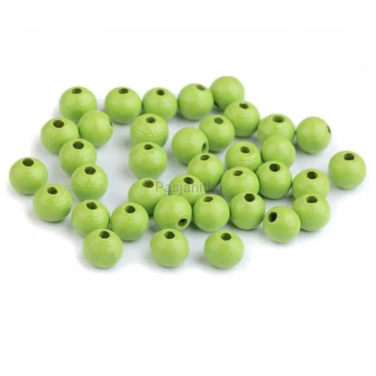 Drewniane koraliki 8 mm / jasny zielony 20 g