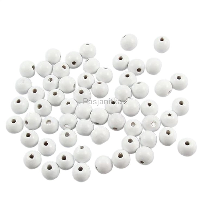 Drewniane koraliki 10 mm / białe 20 g