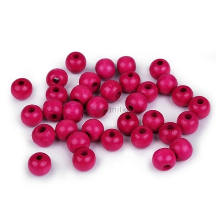 Drewniane koraliki 10 mm / malina 20 g