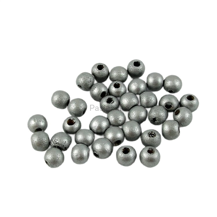 Drewniane koraliki 10 mm / srebrny 20 g