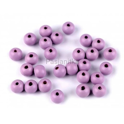 Drewniane koraliki 10 mm / jasny fiolet 20 g