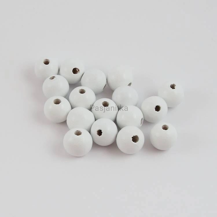Drewniane koraliki 14 mm biały