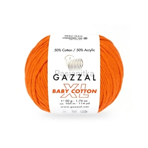 Włóczka Baby Cotton XL 3419 ostry pomarańcz