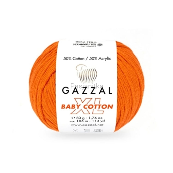 Włóczka Baby Cotton XL 3419 ostry pomarańcz