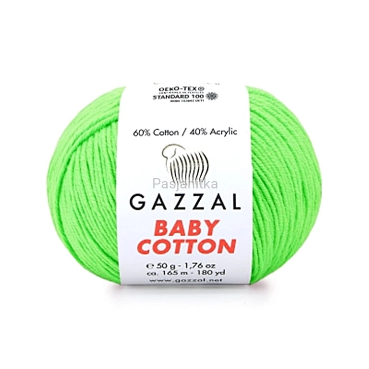 Włóczka Baby Cotton 3427 jaskrawy zielony