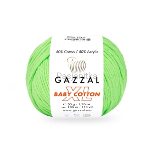Włóczka Baby Cotton XL 3427 jaskrawy zielony