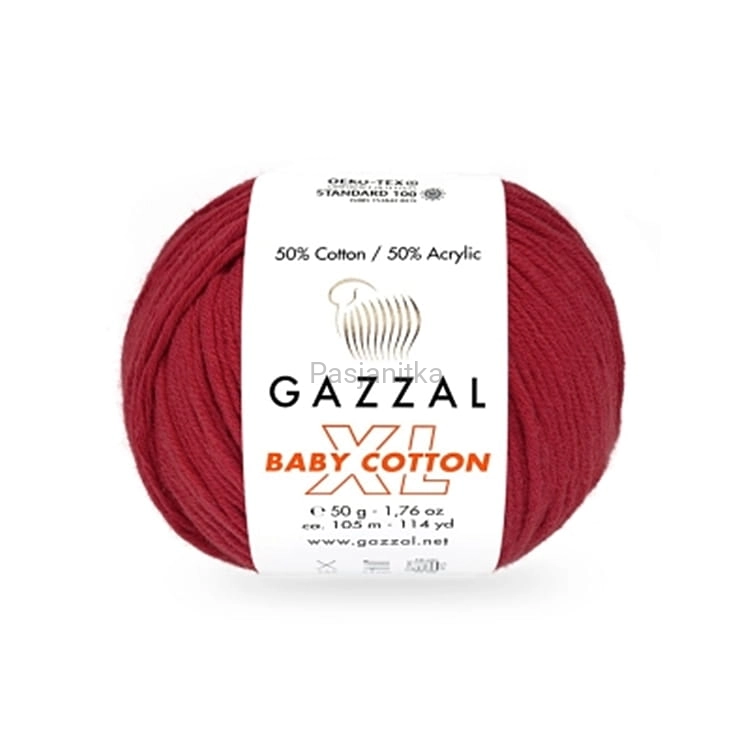 Włóczka Baby Cotton XL 3439 ciemny czerwony