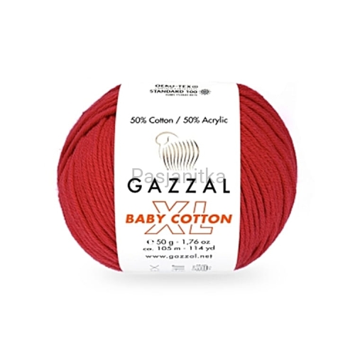 Włóczka Baby Cotton XL 3443 czerwony