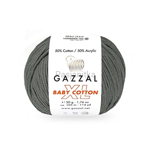 Włóczka Baby Cotton XL 3450 ciemny szary