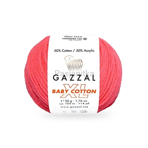 Włóczka Baby Cotton XL 3458 koral neon