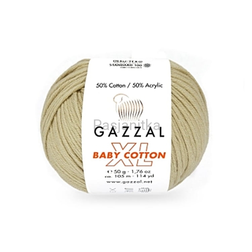 Włóczka Baby Cotton XL 3464 beż-oliwka