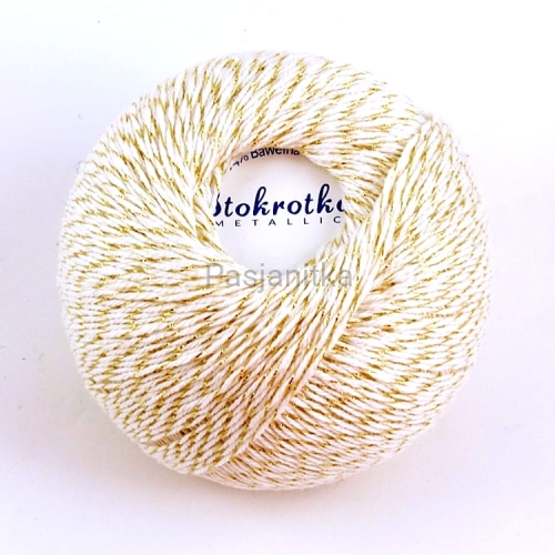 Kordonek Stokrotka Metallic / 3322 biały-złoty