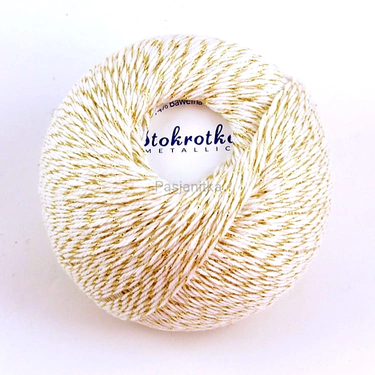 Kordonek Stokrotka Metallic / 3322 biały-złoty