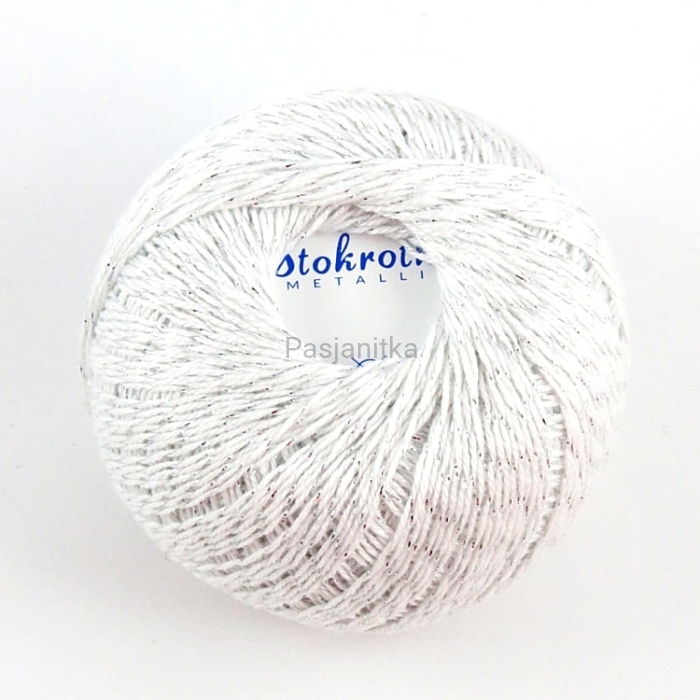 Kordonek Stokrotka Metallic / biały-srebrny
