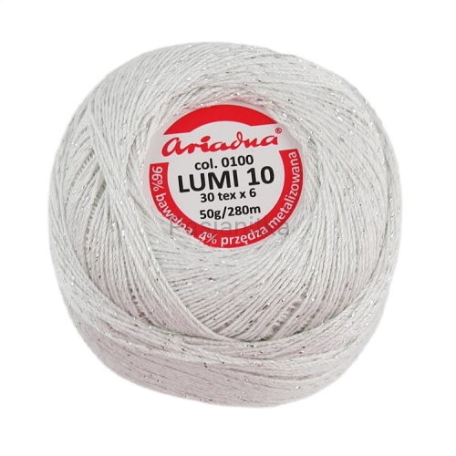 Kordonek Lumi 10 / 100 biały-srebrny