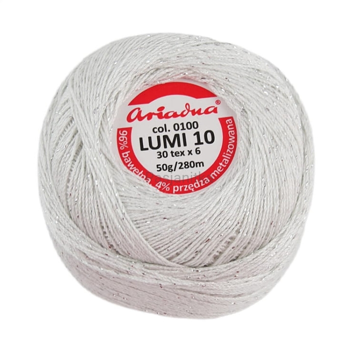 Kordonek Lumi 10 / 100 biały-srebrny