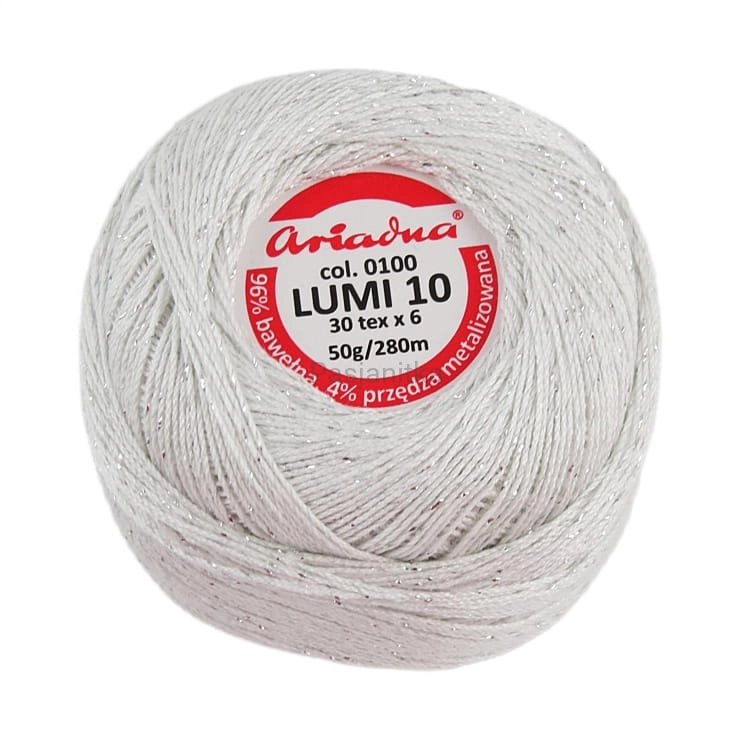 Kordonek Lumi 10 / 100 biały-srebrny