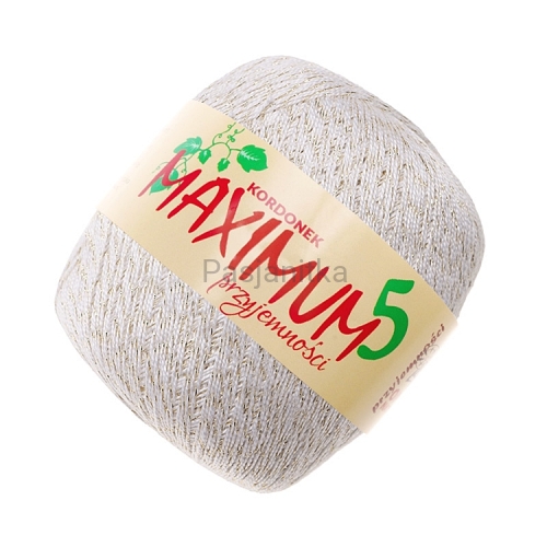 Kordonek Maximum Metalic 5 / biały - złoty