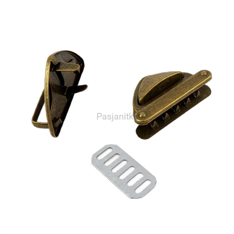 Zapięcie do torebki 27 x 42 mm, stare złoto