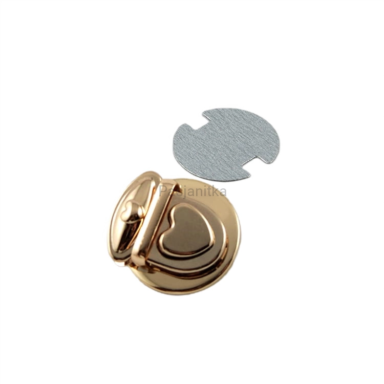 Zapięcie do torebki 30 x 32 mm złoty, serce