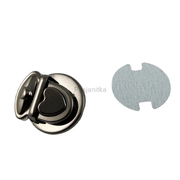 Zapięcie do torebki 30 x 32 mm czarny, serce