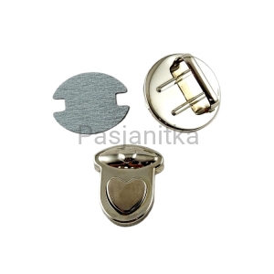 Zapięcie do torebki 30 x 32 mm srebrny, serce