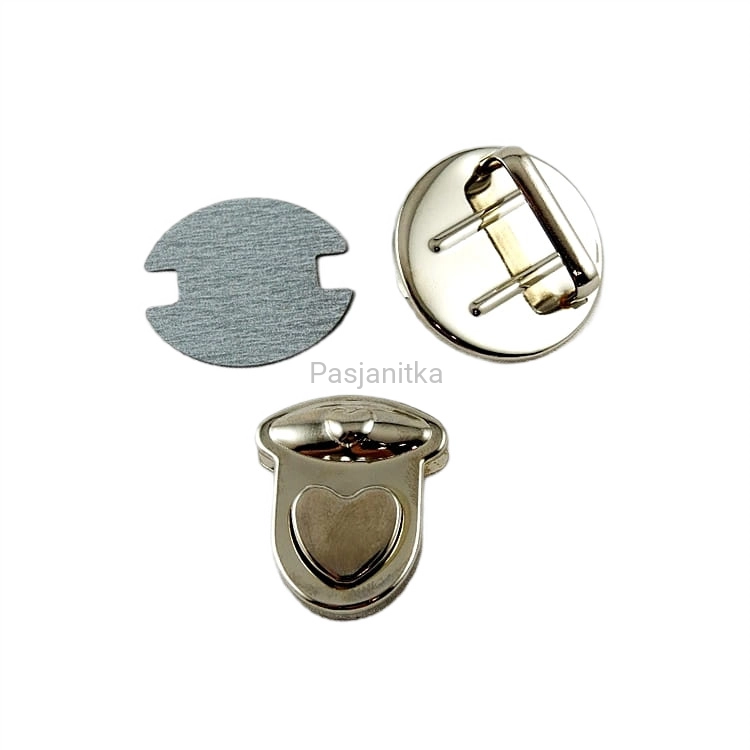 Zapięcie do torebki 30 x 32 mm srebrny, serce