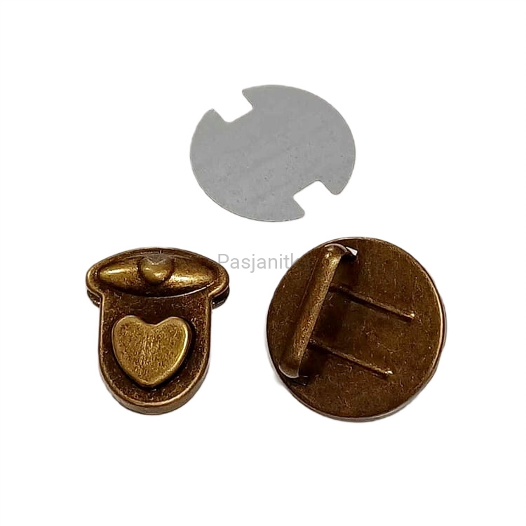 Zapięcie do torebki 30 x 32 mm stare złoto, serce