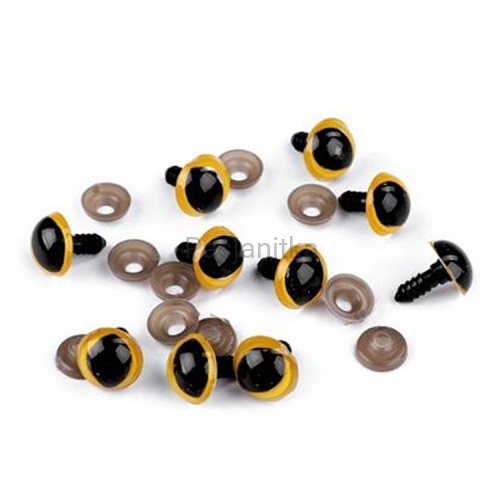 Bezpieczne Oczy kocie żółte 14 mm