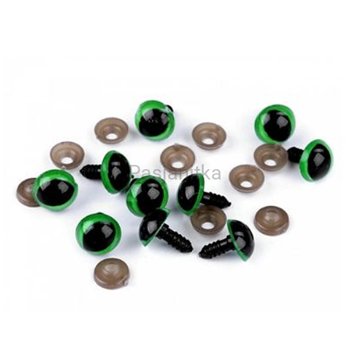 Bezpieczne Oczy kocie zielony 14 mm