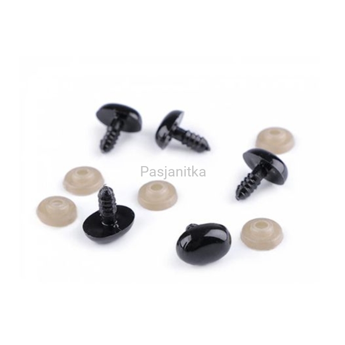 Bezpieczne Oczy czarne owalne 9 x 13 mm