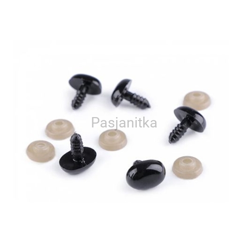 Bezpieczne Oczy czarne owalne 13 x 16 mm