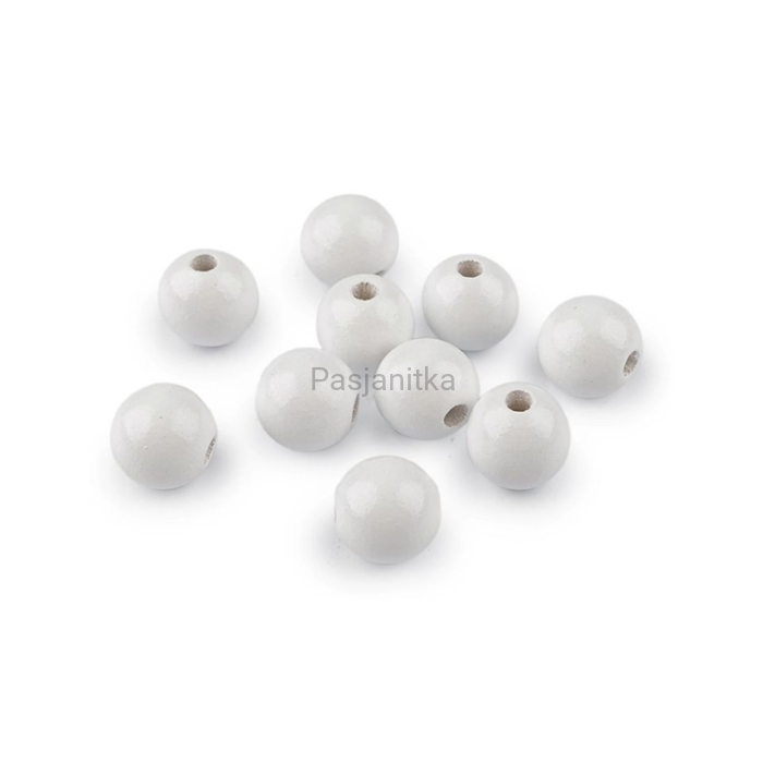 Drewniane koraliki 16 mm / biały / 10 szt